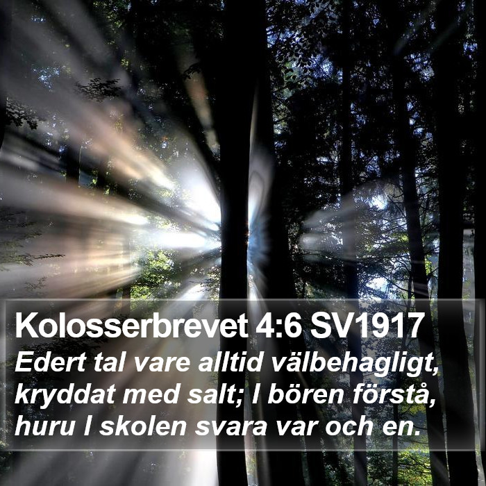 Kolosserbrevet 4:6 SV1917 Bible Study