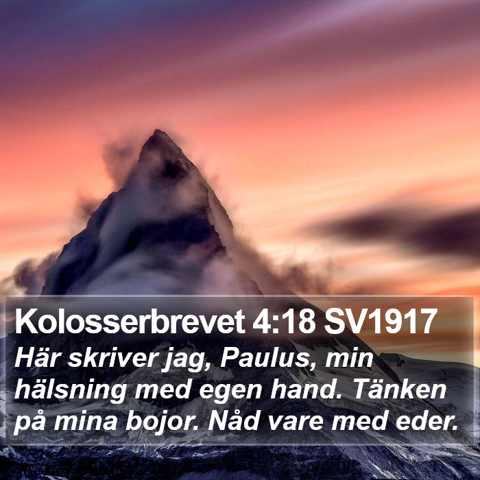 Kolosserbrevet 4:18 SV1917 Bible Study