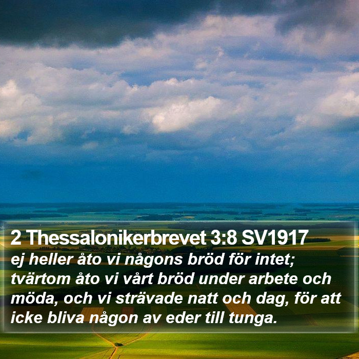 2 Thessalonikerbrevet 3:8 SV1917 Bible Study