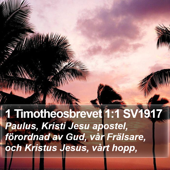 1 Timotheosbrevet 1:1 SV1917 Bible Study