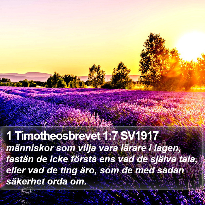 1 Timotheosbrevet 1:7 SV1917 Bible Study