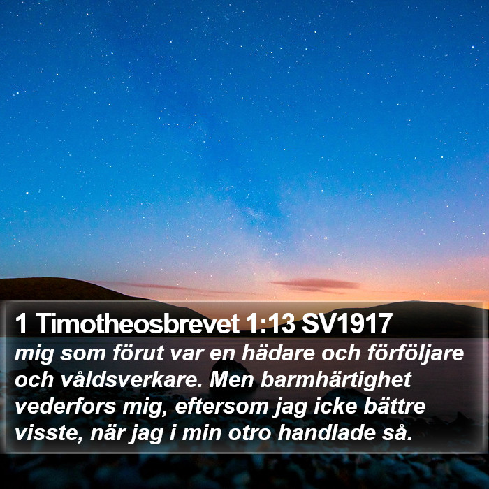 1 Timotheosbrevet 1:13 SV1917 Bible Study