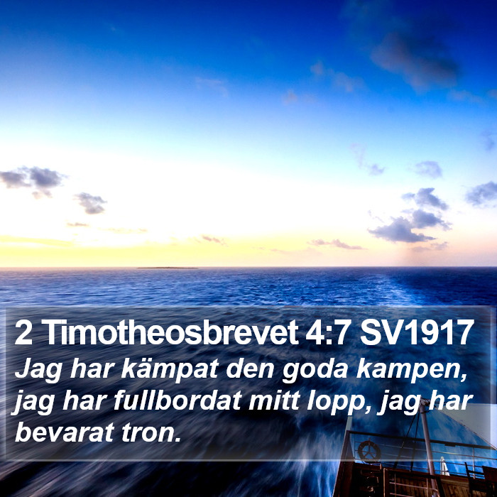 2 Timotheosbrevet 4:7 SV1917 Bible Study