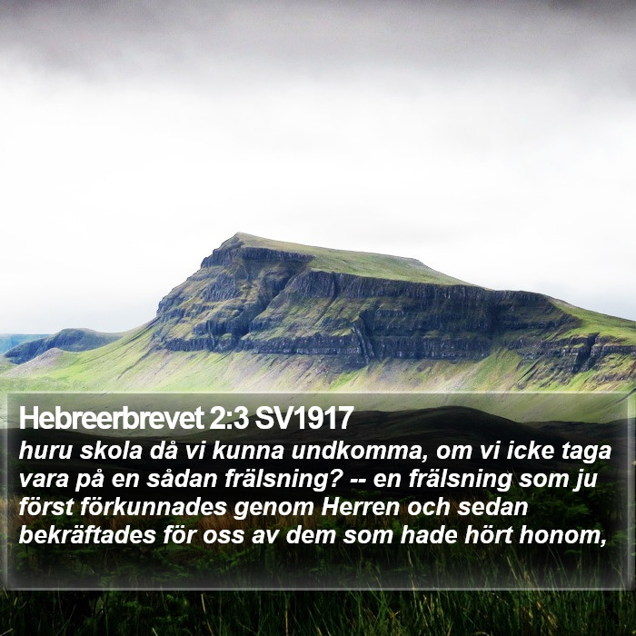 Hebreerbrevet 2:3 SV1917 Bible Study