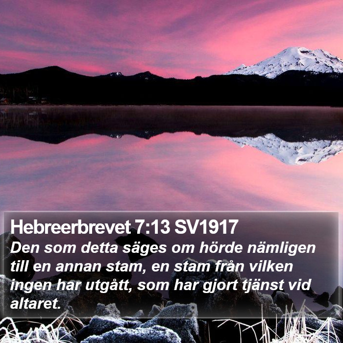 Hebreerbrevet 7:13 SV1917 Bible Study