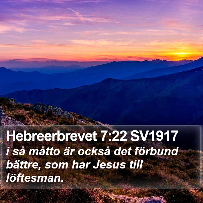 Hebreerbrevet 7:22 SV1917 Bible Study