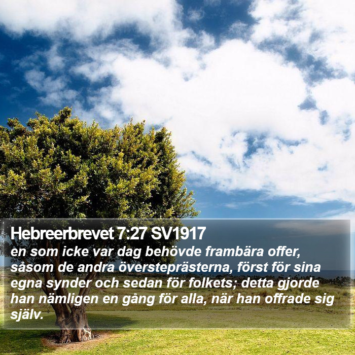 Hebreerbrevet 7:27 SV1917 Bible Study