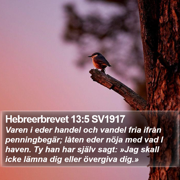 Hebreerbrevet 13:5 SV1917 Bible Study