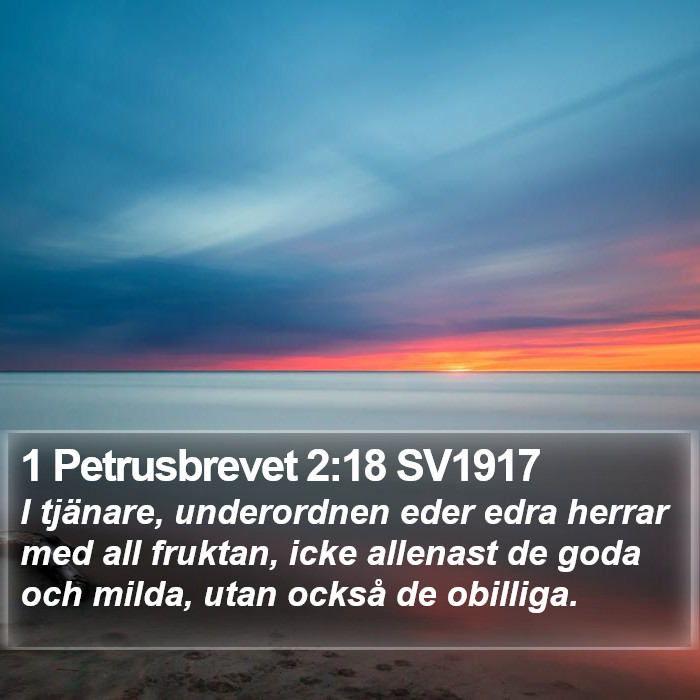 1 Petrusbrevet 2:18 SV1917 Bible Study