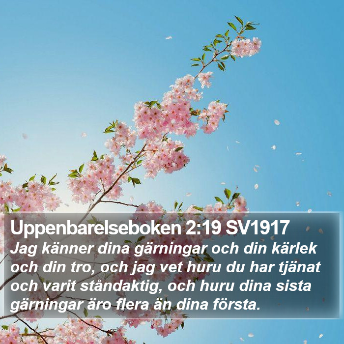 Uppenbarelseboken 2:19 SV1917 Bible Study