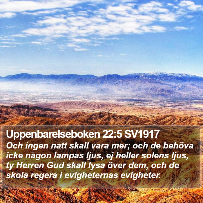 Uppenbarelseboken 22:5 SV1917 Bible Study