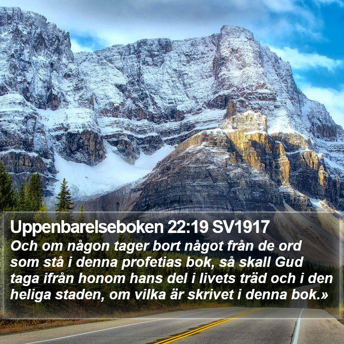 Uppenbarelseboken 22:19 SV1917 Bible Study